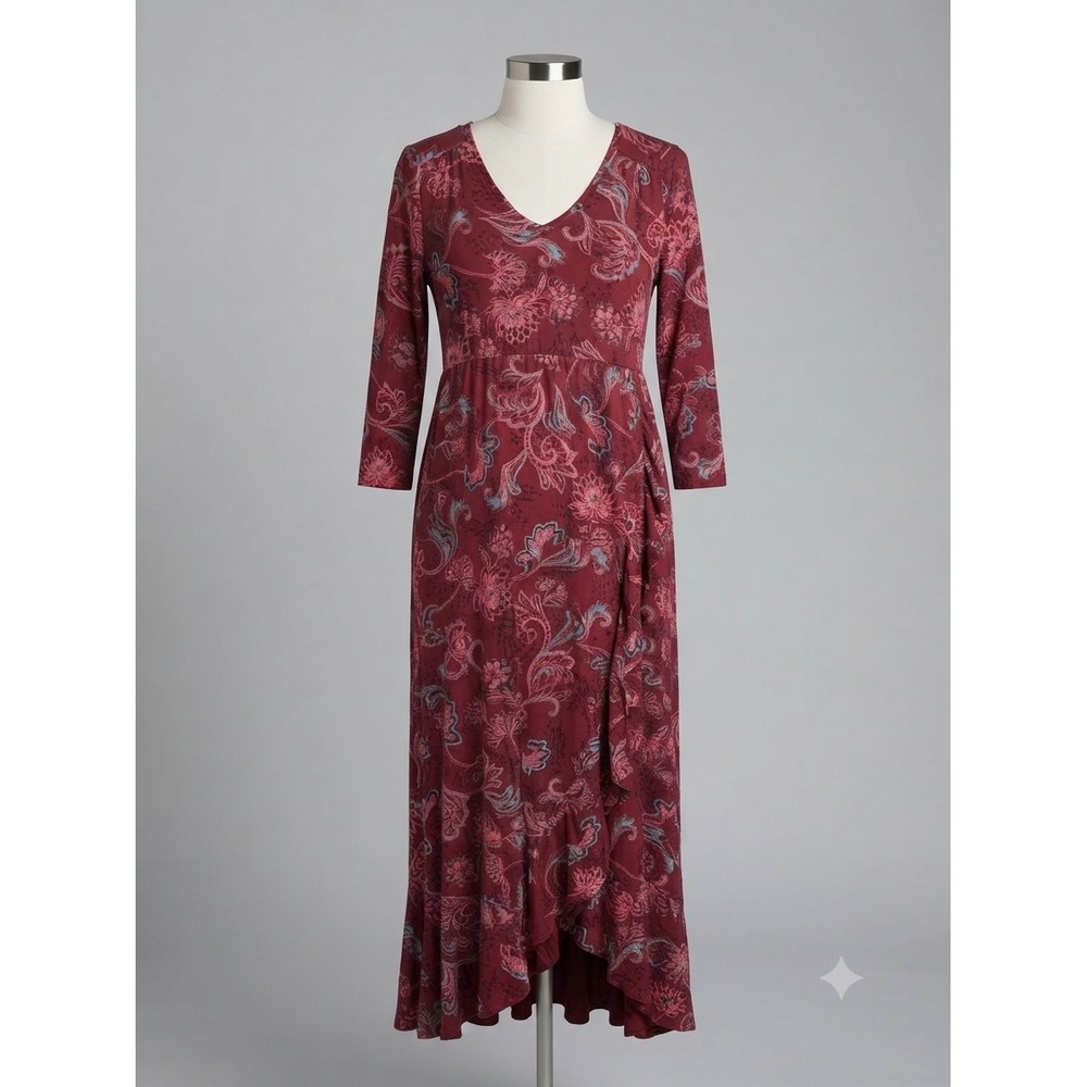 Isabel by Ingrid & Isabel Maternity Maxi Dress Burgundy Floral Paisley Medium